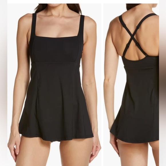 NEW SEA LEVEL SWIM Essentials Square Neck Swim Dress size US 14 AUS 18 - Picture 2 of 10